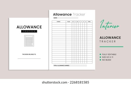 Allowance Tracker For Kids Kdp Interior Template