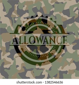 Allowance written on a camouflage texture. Vector Illustration. Detailed.