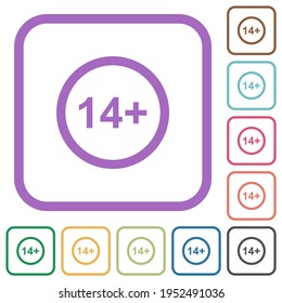 Allowed above 14 years only simple icons in color rounded square frames on white background