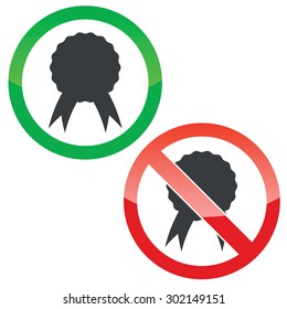 Allowed and forbidden signs with cretificate seal image, isolated on white