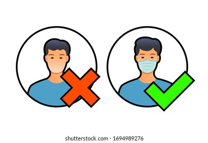 Allowed mask medical people, A symbol of access. Vector illustration