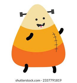 maíz de dulce de harina de maíz que se puede dejar aislado en un fondo blanco. Elemento de diseño de Halloween. Ilustración de dibujos animados