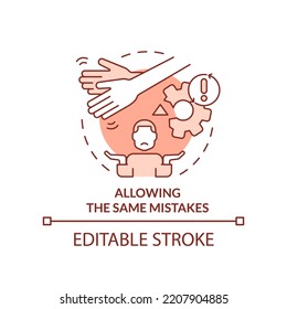 Allowing Same Mistakes Terracotta Concept Icon. Toxic Mentoring Abstract Idea Thin Line Illustration. Mentee Missteps. Isolated Outline Drawing. Editable Stroke. Arial, Myriad Pro-Bold Fonts Used