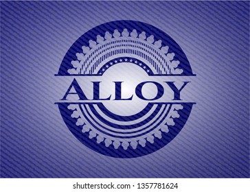 Alloy badge with denim background