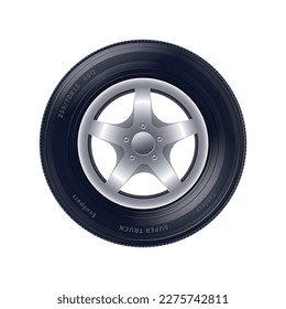 Alloy la vista frontal de la rueda del coche ilustración vectorial realista