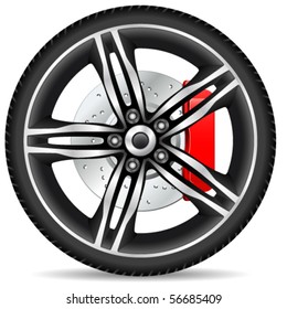 alloy  rim  and brake disc - vector illustration