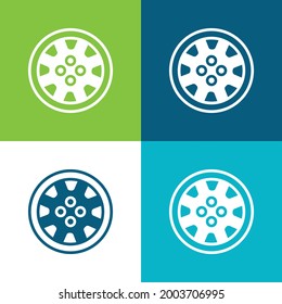 Alloy Wheel Flat four color minimal icon set