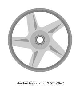 Alloy wheel front view icon engine garage equipment. Chrome car vector service isolated white