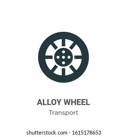 Alloy wheel glyph icon vector on white background. Flat vector alloy wheel icon symbol sign from modern transport collection for mobile concept and web apps design.