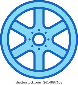 Alloy Wheel Icon Blue Vector Illustration