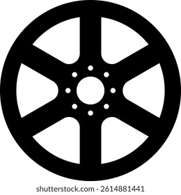 Alloy Wheel Icon Glyph Vector Illustration