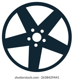 Alloy wheel icon vector for car rim, stylish upgrade, and driving performance. Ideal for automotive accessory design, racing visuals, and workshop part illustration.