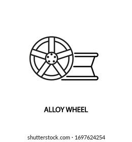 Alloy Wheel Line Icon. Lying, Standing Car Rim. Vector Illustrations To Indicate Product Categories In The Online Auto Parts Store. Car Repair.