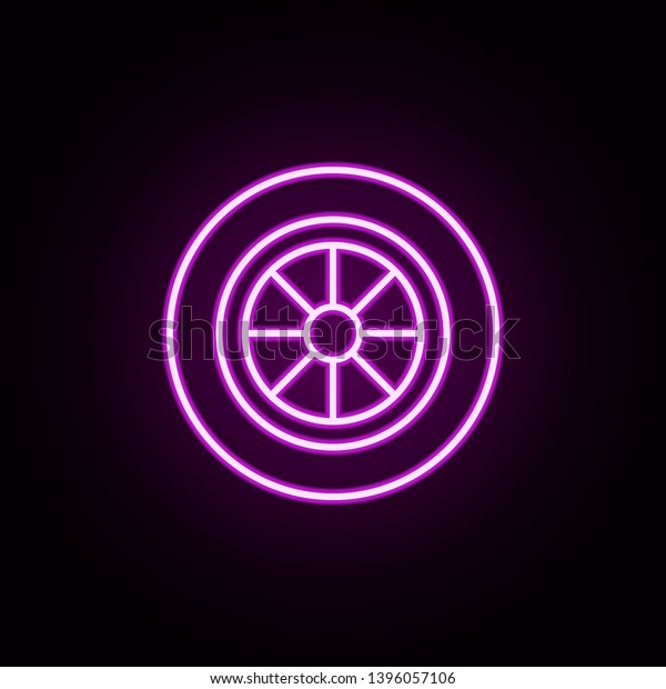 alloy\
wheel neon icon. Elements of auto workshop set. Simple icon for\
websites, web design, mobile app, info\
graphics