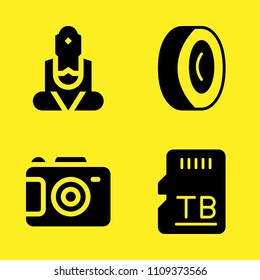alloy wheel, sd card, camera and great buddha of thailand vector icon set. Sample icons set for web and graphic design