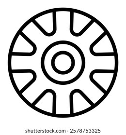 Alloy Wheel Vector Line Icon Design
