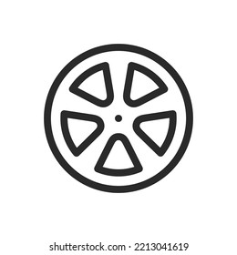 Alloy Wheels Isolated Icon, Car Alloy Wheel Outline Vector Icon With Editable Stroke