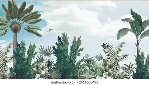 allpaper - Wall Mural - Tropical Bliss - PHOTO WALL, Tropical Wall mural Illustration.
