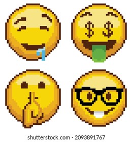 All-purpose basic mixed emojis, with pixel style