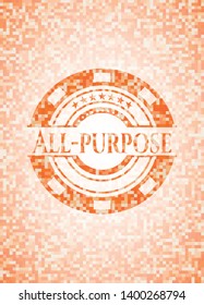 All-purpose orange mosaic emblem with background