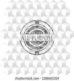All-purpose realistic grey emblem with cube white background