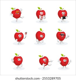 Design de mascote com logotipo totalmente vermelho da Apple Ideal para marcas frescas, saudáveis e vibrantes na indústria de alimentos, bebidas ou saúde