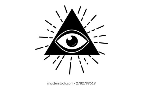 The All-Seeing Eye, black isolated vector silhouette