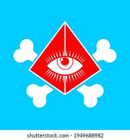 All-seeing eye and bones. secret sign of arcane society