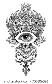 The all-seeing eye in chic patterns as a religious sign