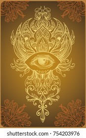 The all-seeing eye in chic patterns as a religious sign