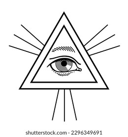 All-Seeing Eye of God, or the Eye of Providence. A triangle surrounded by rays of light or glory represents the divine providence. The eye of God, enclosed in the triangle, is watching over humanity.