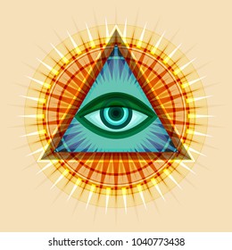 All-Seeing Eye of God (The Eye of Providence | Eye of Omniscience | Luminous Delta | Oculus Dei). 
Ancient mystical sacral symbol of Illuminati and Freemasonry.