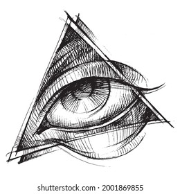 All-seeing eye. Human eye in a triangle. Masonic symbol