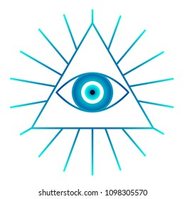 all-seeing eye, line icon. cat's eye amulet, eye in a triangle. vector illustration.