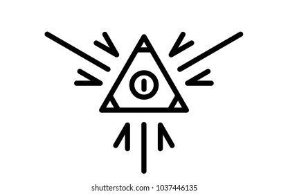 An all-seeing eye on a triangle with rays of energy