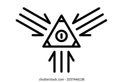 An all-seeing eye on a triangle with rays of energy
