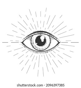 All-seeing eye of providence, masonic symbol, spirituality and occultism fortune-telling eye, vector