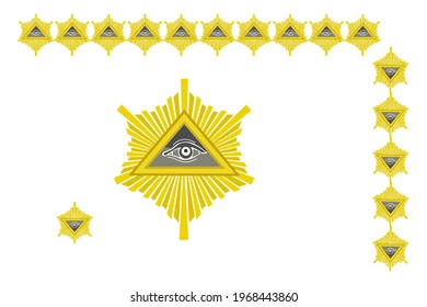 The all-seeing eye, or radiant delta, is a Masonic symbol that represents the Great Architect of the Universe who oversees the work of the Masons.the symbol's ornament.Vector illustration