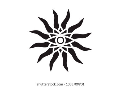 All-seeing eye with rays of the sun. Religion philosophy, spirituality, occultism, chemistry, science, magic.Isolated vector illustration.