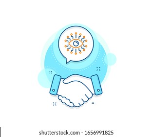 All-seeing eye sign. Handshake deal complex icon. Artificial intelligence line icon. Agreement shaking hands banner. Artificial intelligence sign. Vector