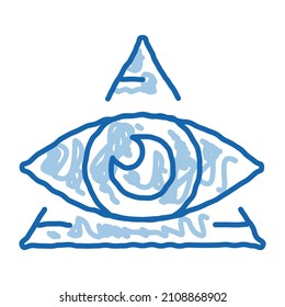 All-seeing Eye sketch icon vector. Hand drawn blue doodle line art All-seeing Eye sign. isolated symbol illustration