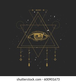 All-seeing eye symbol. Sacred geometry, third eye, Tattoo design, mystic symbol. 