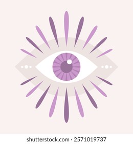 All-seeing eye or third eye, abstract vector illustration in flat style