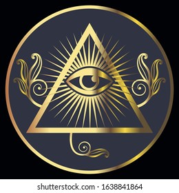 All-seeing eye in a triangle.
The symbolic image of the pyramid and its various mystical components.