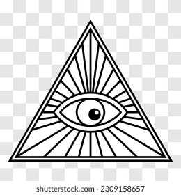 Todo lo que ves. Ojo en un triángulo. Ilustración vectorial aislada en fondo transparente.