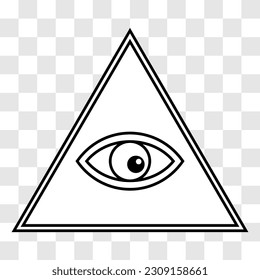 All-seeing eye. Eye in a triangle. Vector illustration isolated on transparent background.