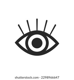 All-seeing eye vector graphic line art style, Tattoo design element, Esoteric symbol isolated.