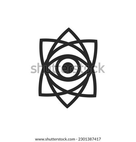 All-seeing eye vector graphic line art style, Tattoo design element, Esoteric symbol isolated.