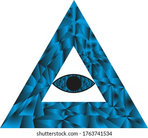 all-seeing eye vector illustration of triangles with gradients. polygonal composition