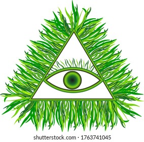 Alleskönnendes Aug-Vektorbild-Männliches Symbol, das Auge der Vorsehung im Dreieck